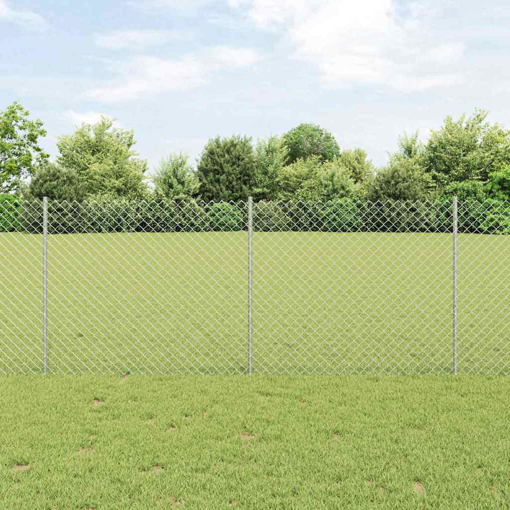 Ogrodzenie z słupkiem Srebrny 1 x 10 m Stal vidaXL