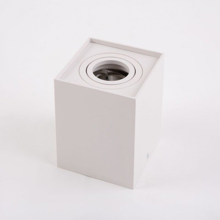 Reflektor sufitowy spot natynkowy Spot kwadratowy biały 1xGU10x35W wym: 12,5 x 9,6 x 9,6 cm aluminium Ecolight