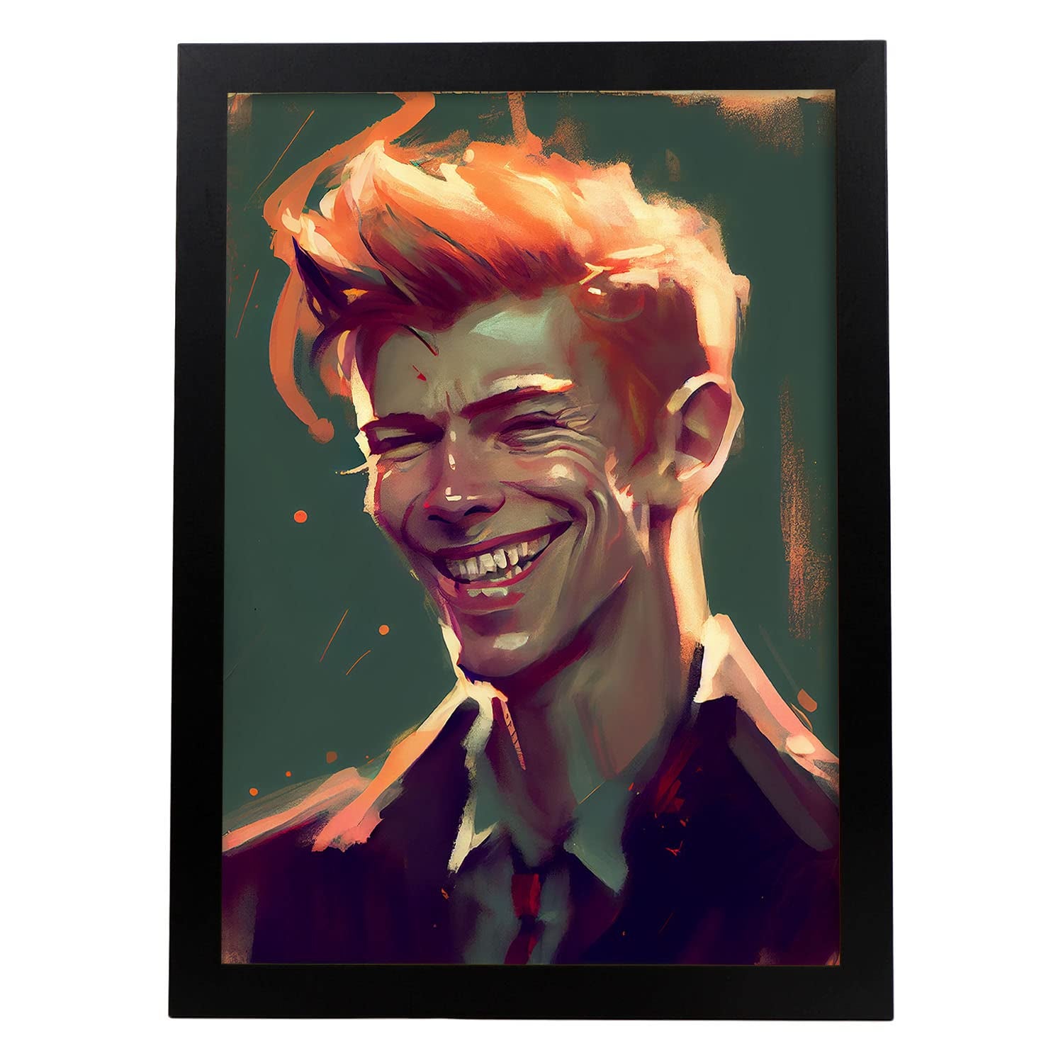 Nacnic poster de david bowie en estilo retrato a todo color ilustraciones y caricaturas de músicos y artistas famosos diseño y a3 marco negro