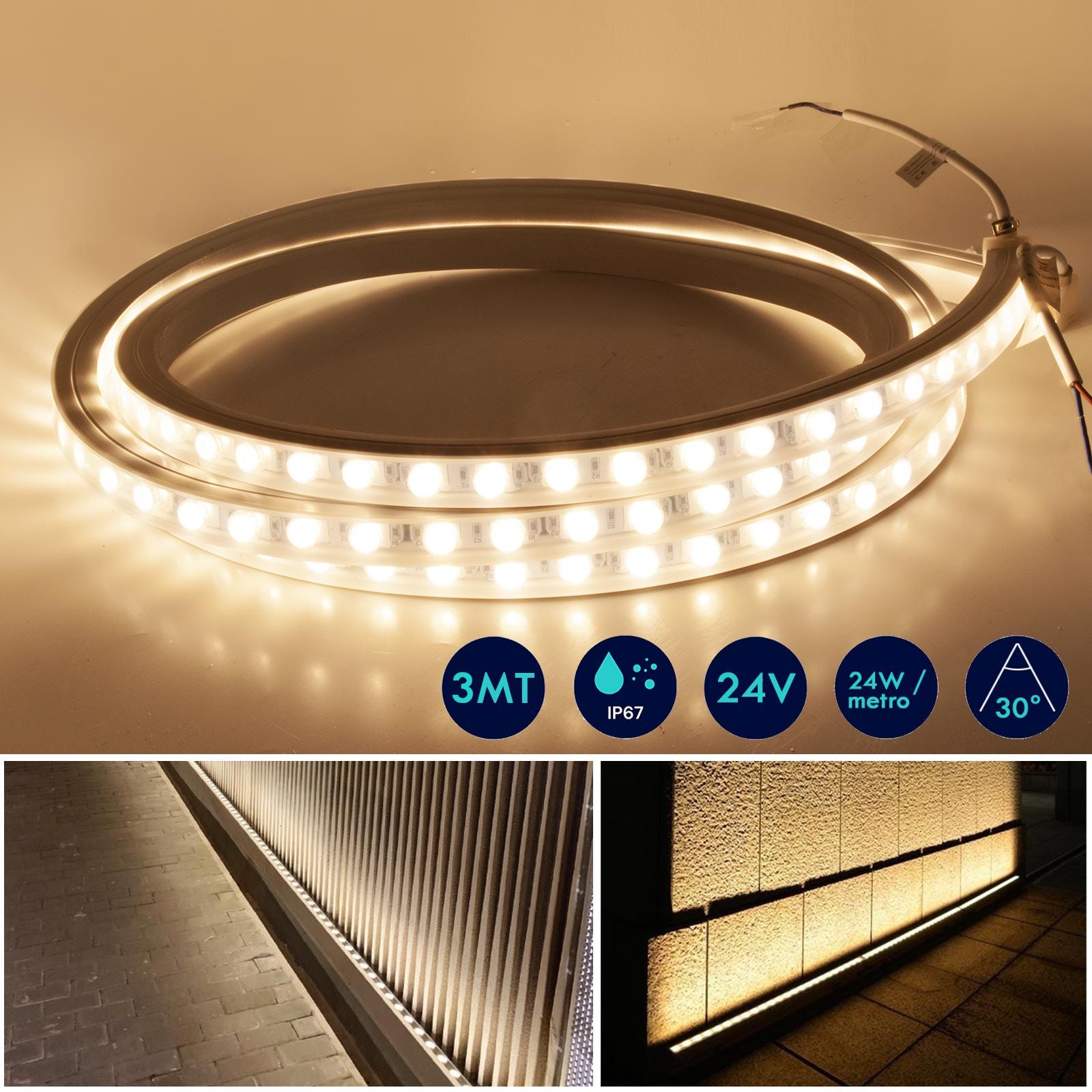 Bande lumineuse LED flexible Wall Washer 24 V IP67 Bande LED 72 W ...