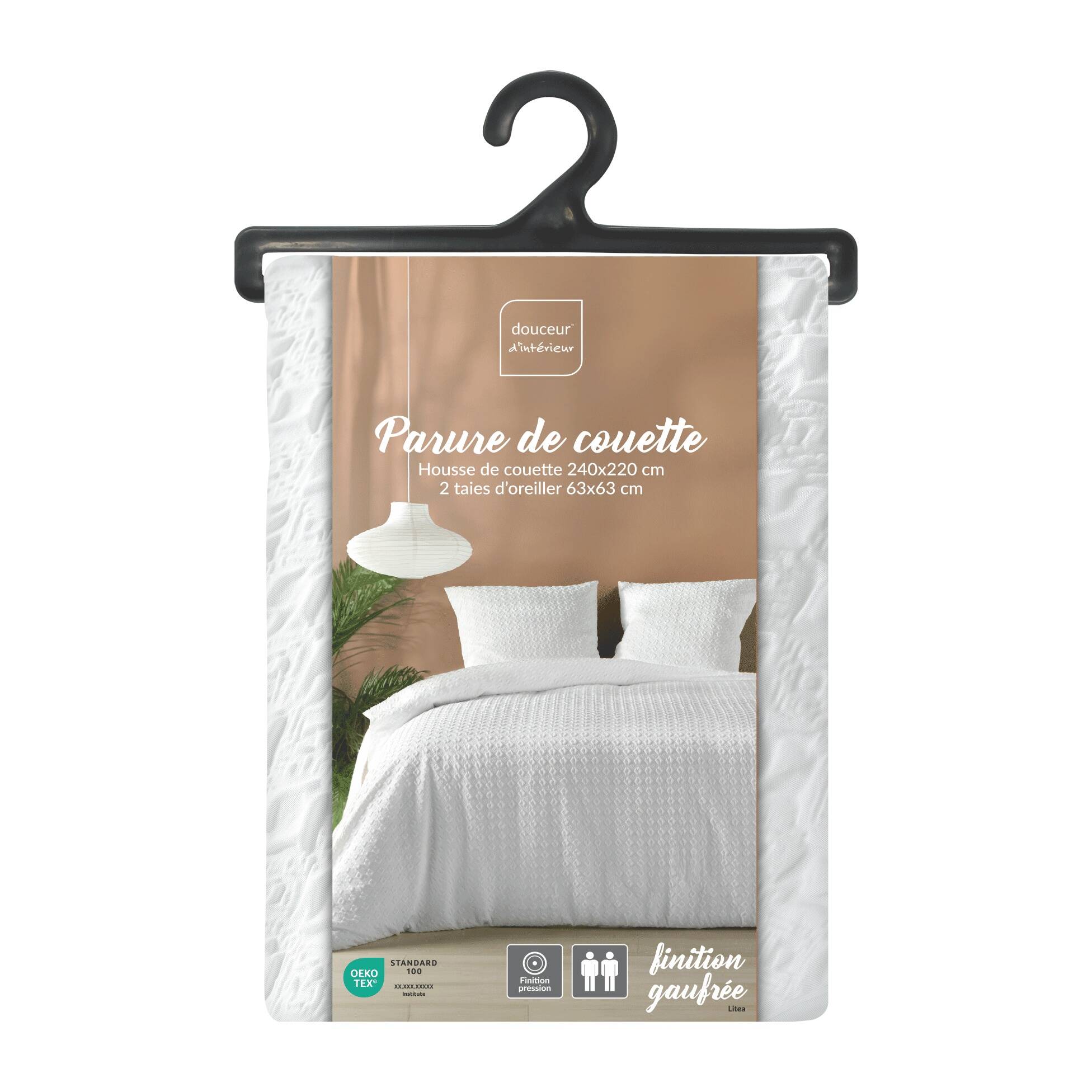 Housse de couette 240 x 220 cm microfibre gaufrée Litea Blanc - 5