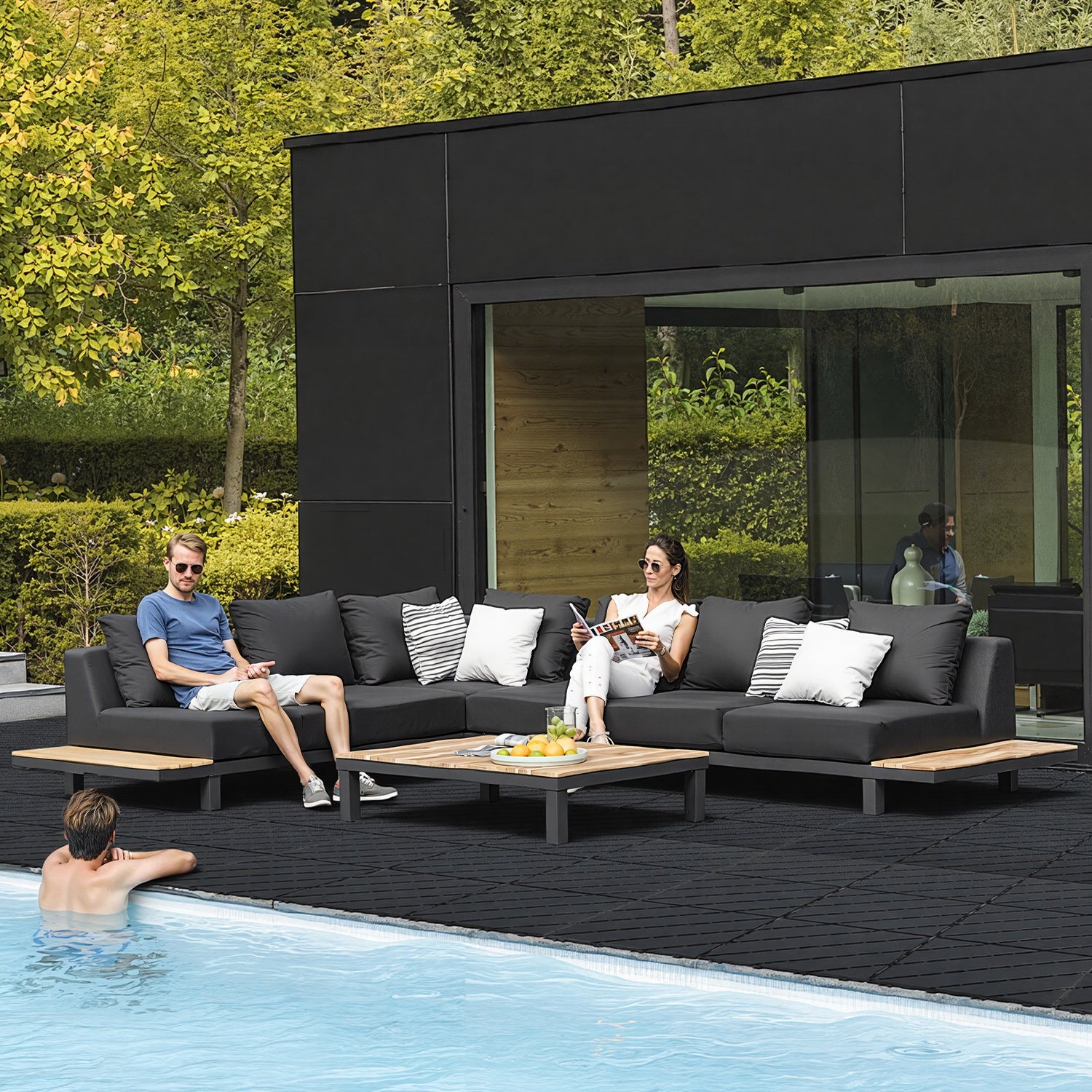 66 pcs（6㎡） Pavés de terrasse en plastique – Pose rapide, auto-drainants, usage extérieur Marron - 8