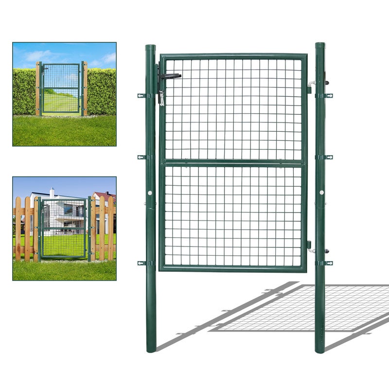 Cancello Da Giardino In Acciaio Zincato 125x100 Cm - Verde Con Serratura E Chiavi - Foto 5