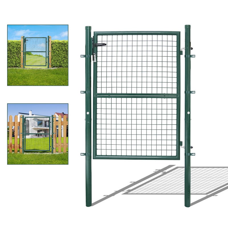 Cancello Da Giardino In Acciaio Zincato 125x100 Cm - Verde Con Serratura E Chiavi - Foto 5