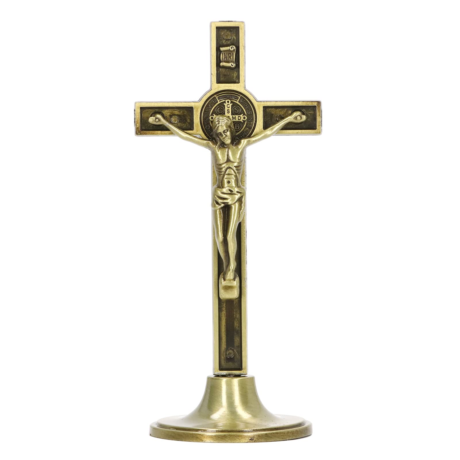 Croix Catholique En Alliage De Zinc Avec Socle – Couleur Cuivre, 12 Cm De Haut, Décoration Table, église, Cadeau