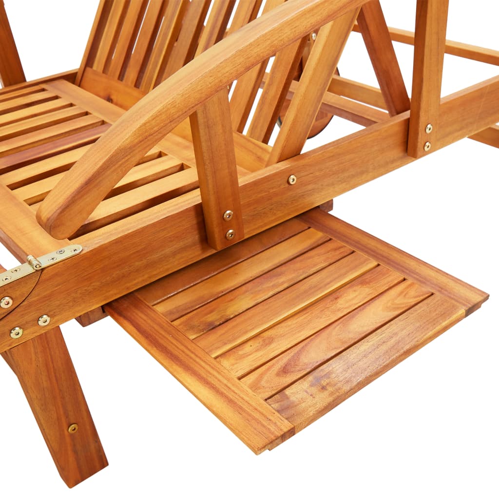 Lettino Prendisole da Giardino | Sedia a Sdraio | Chaise Longue con Cuscino Massello di Acacia CFW601152 - 5