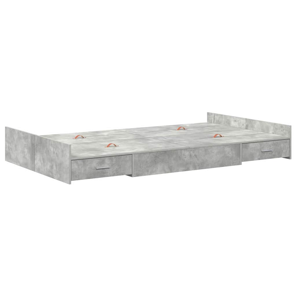 Cadre de lit avec rangement et tiroir gris béton, pour la chambre, 120 × 190 cm - 7