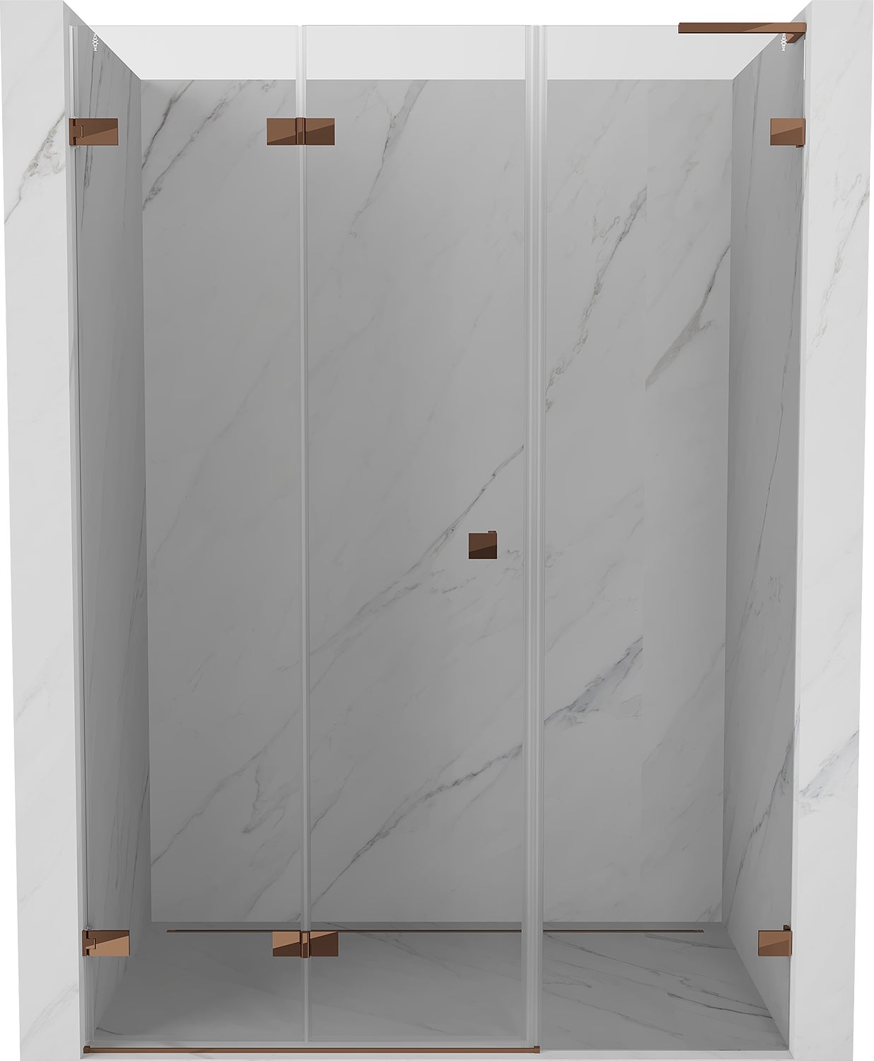 Mexen Lunar-F L drzwi prysznicowe składane lewe 125 cm, transparent, różowe złoto - 836SL-125-050-60-00-L