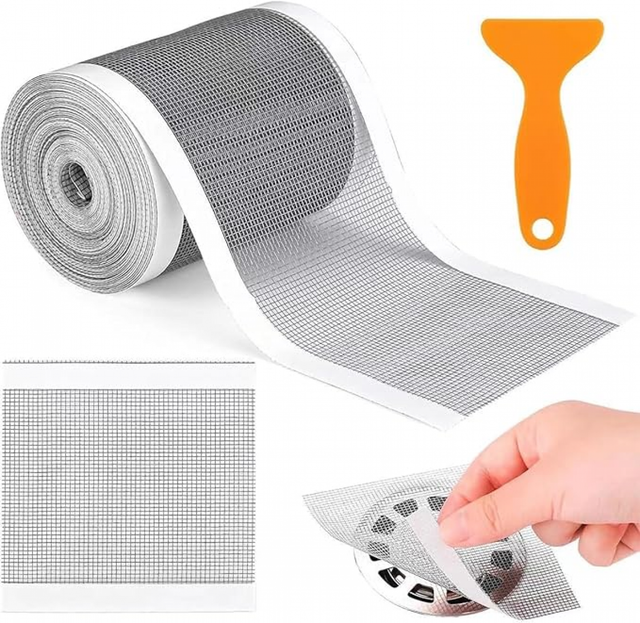 Filtro de Cabelo para Ralo de Duche, Tela Adesiva, Tela de Duche 10 cm X 10m, Tela para Cabelo para Banheira, Filtro de Cabelo