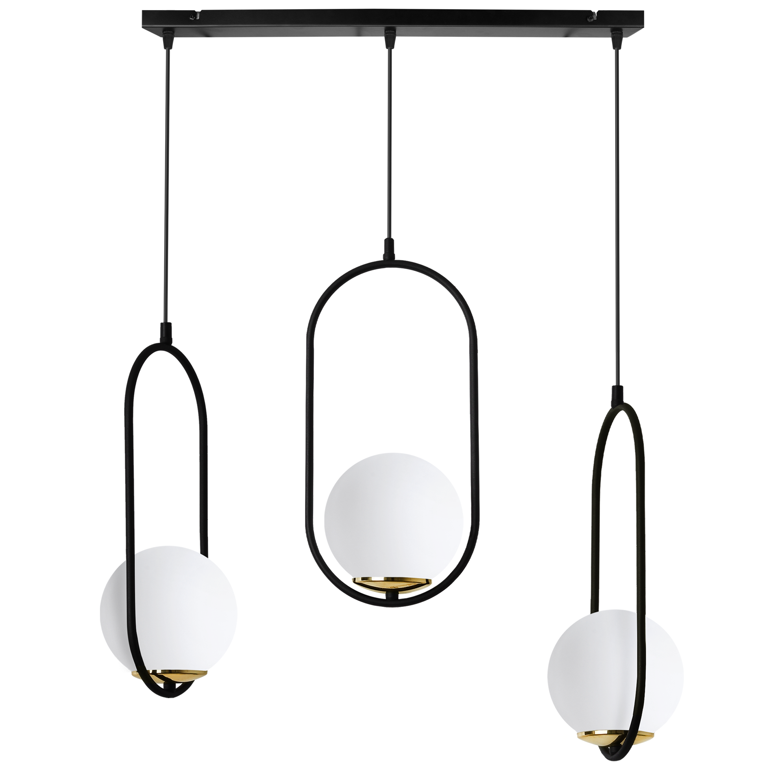 Lampa sufitowa wisząca Luna modern czarna/złota 3xE14 klosz kula biała Light Home LH