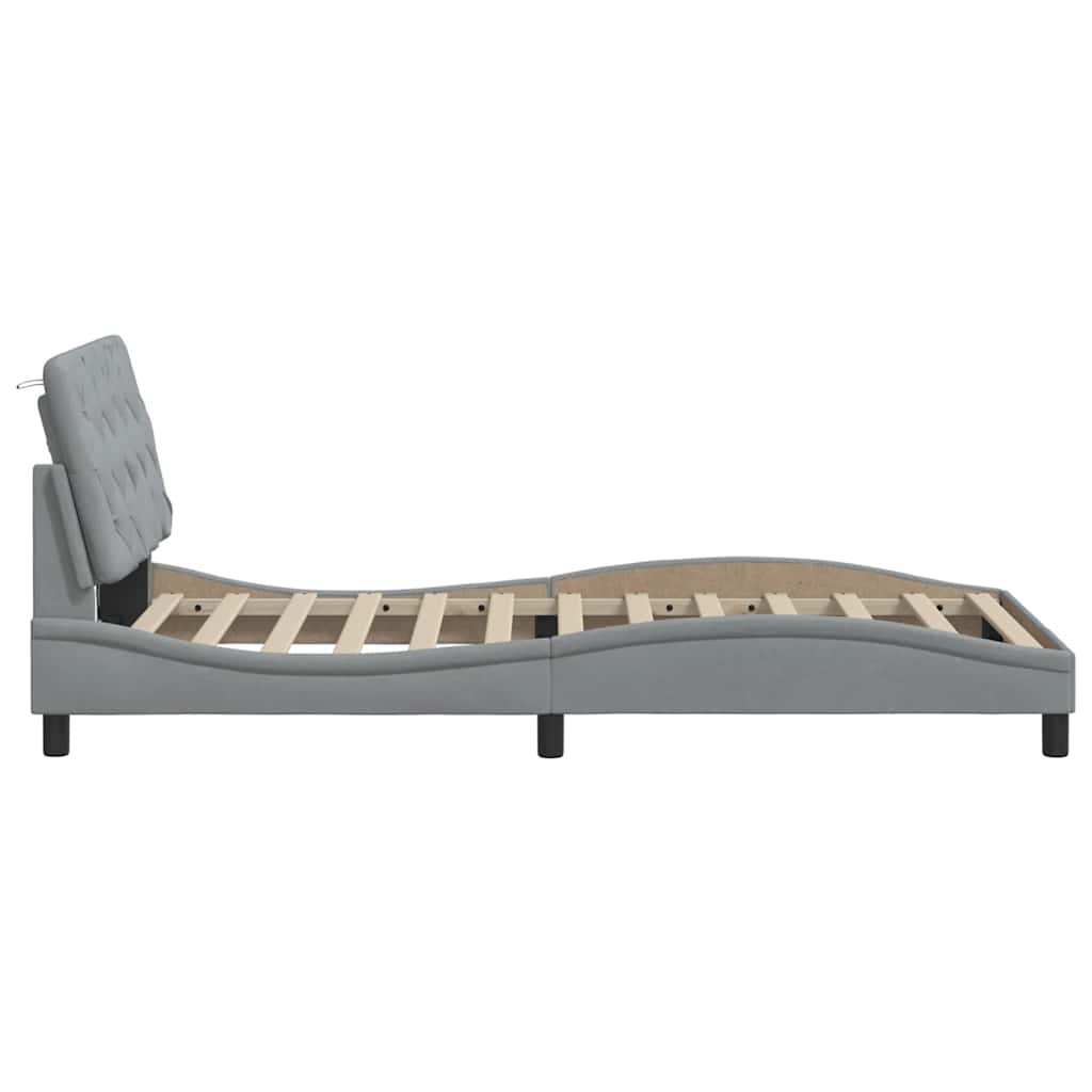Cadre de lit sans matelas, en tissu, gris clair, pour la chambre, 100 × 200 cm - 8