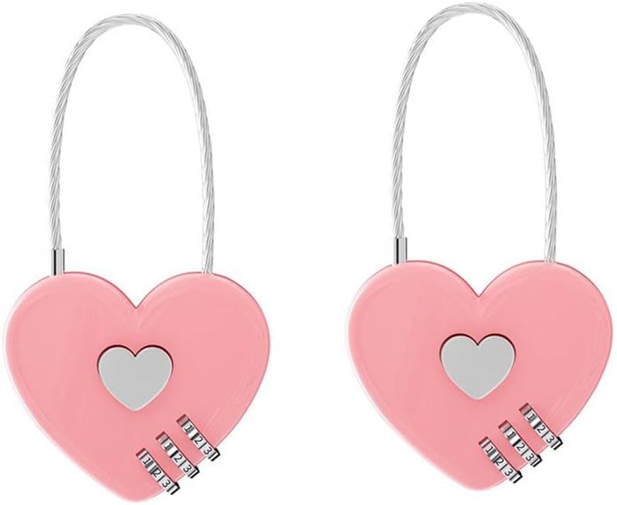 MIRKUZI Lot De 2 Cadenas à Combinaison En Forme De Cœur Noir Et Rouge - Mini Cadenas Voyage Sacs à Dos Et Bagages