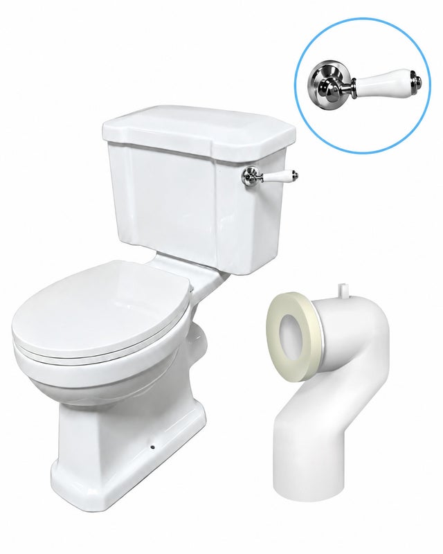 Kompakt WC retro 78x48x86,5 cm, odpływ pionowy, deska duroplast soft close łatwo wypinana, biały, Windsor