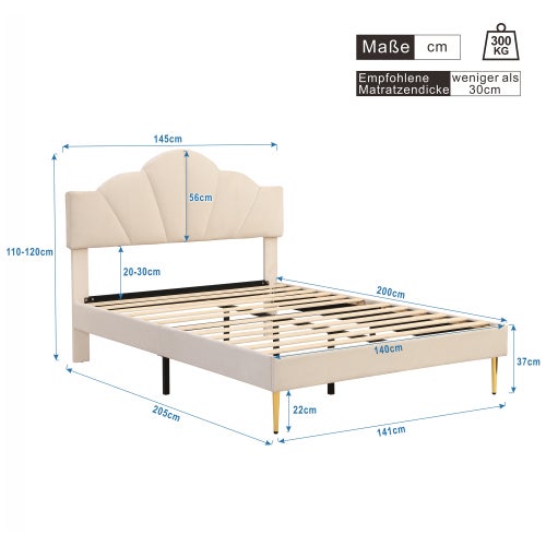 Letto Imbottito, Letto Matrimoniale, Letto Funzionale Idraulico Velluto Letto Continentale Fibbia In Cristallo Testiera Regolabile In Altezza 140 X 190 Grigio 84153070
