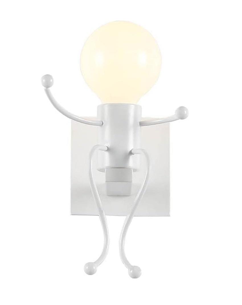 Applique Murale Créative Skateboard - Lampe Métal Design Humanoïde - Pour Chambre, Salon, Bar - Blanc