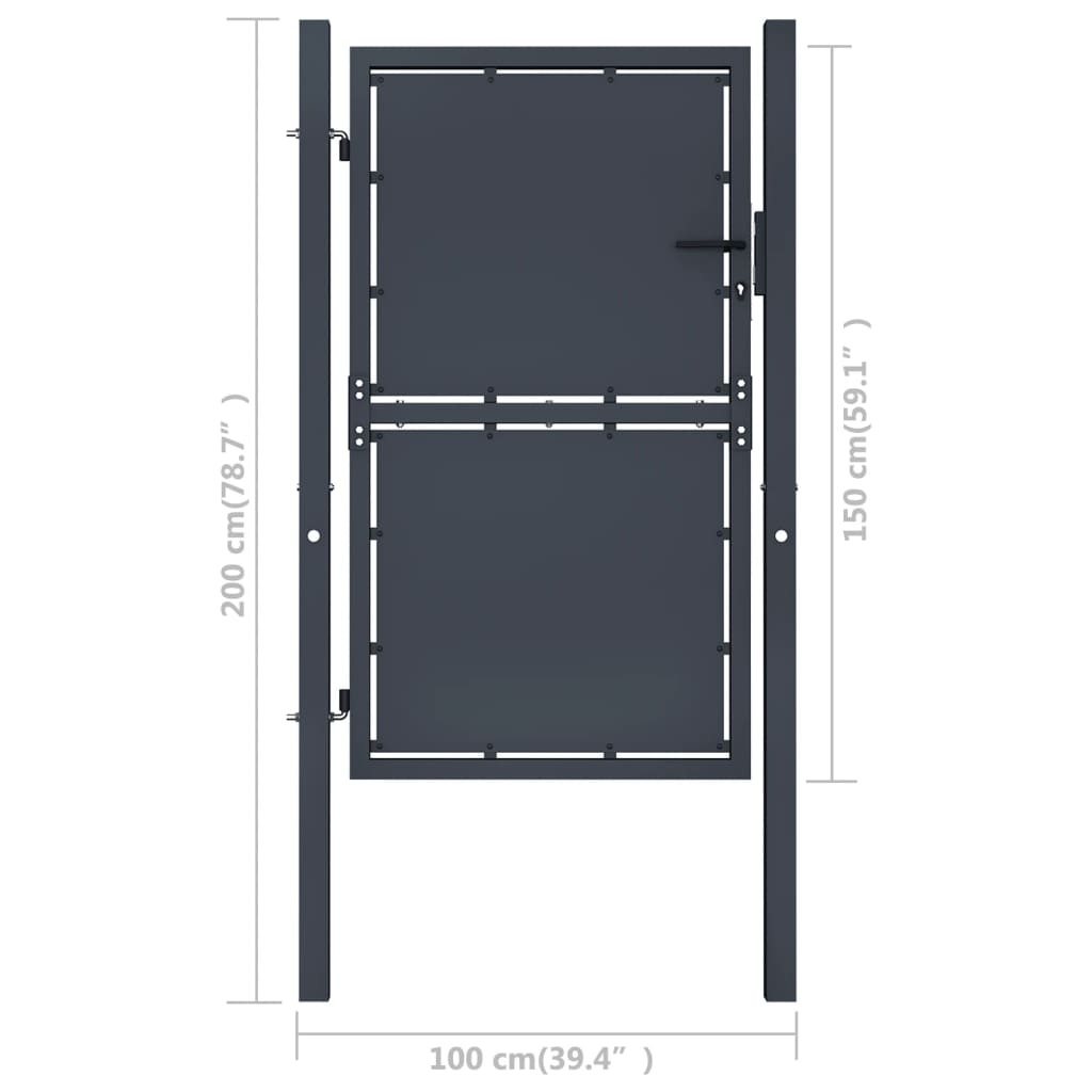 Portail de jardin Acier 100x150 Anthracite Valika - 4
