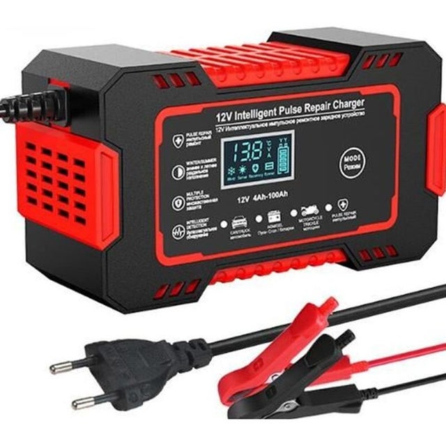 Chargeur de Batterie - EMS - 12V/24V 8A - Intelligent - Portable - Écran LCD