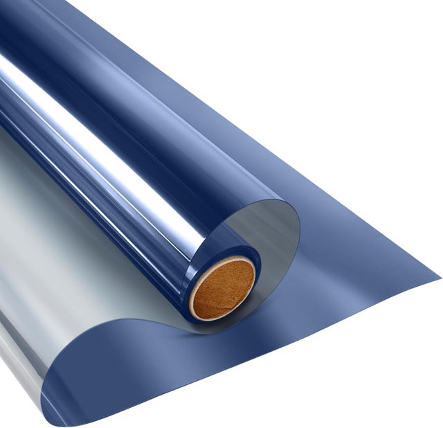 Film de protection solaire unidirectionnel à adhérence statique, anti-UV et réfléchissant, pour la maison et le bureau, bleu-argent,60 cm x 2 m