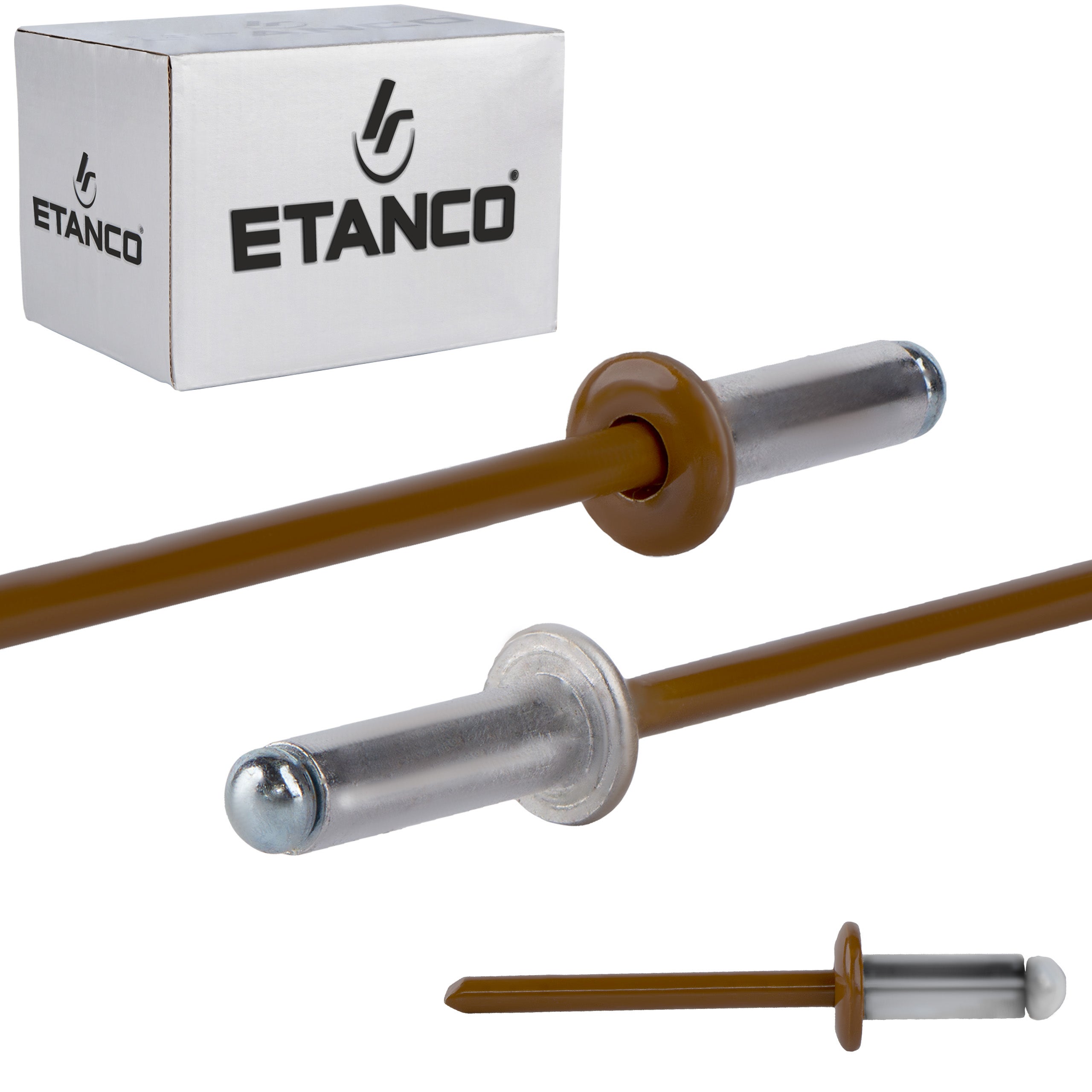 Nity otwarte aluminiowe Etanco Lakierowane RAL 8003 4,8x12 mm 500szt