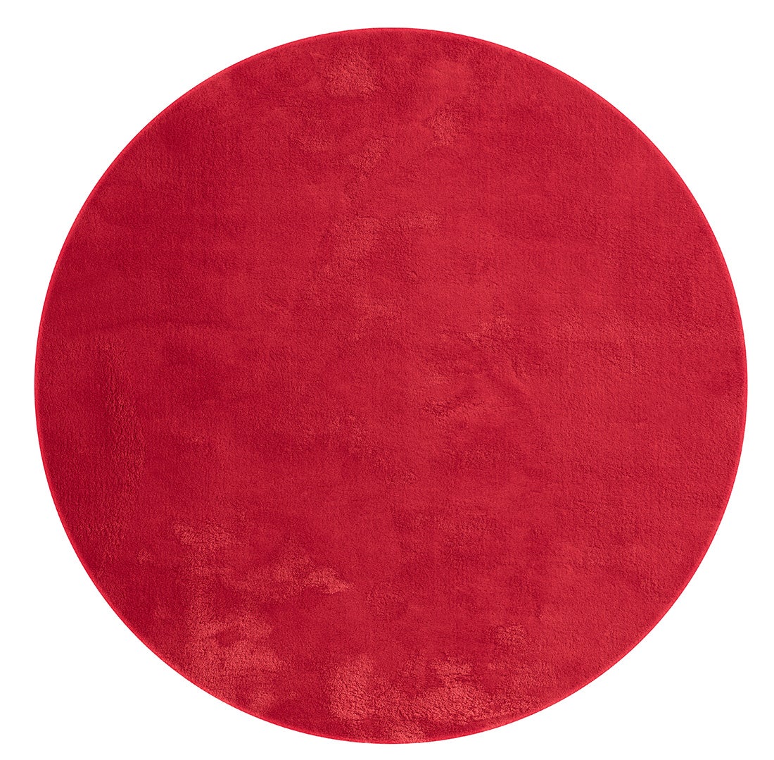 the carpet Relax tapis moelleux à poils courts, dessous antidérapant, lavable à 30 degrés, super soft, aspect fourrure, Rouge, 120 cm - 3