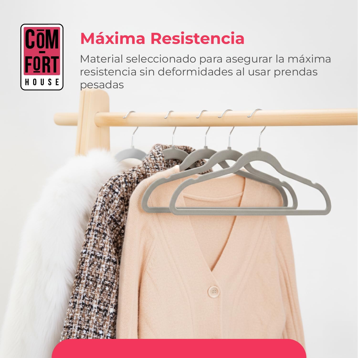 CASA COM-FORT | Cabide de Veludo | Cor Cinza | Antiderrapante e resistente | Cabides para roupas 40 Unidades | - 6