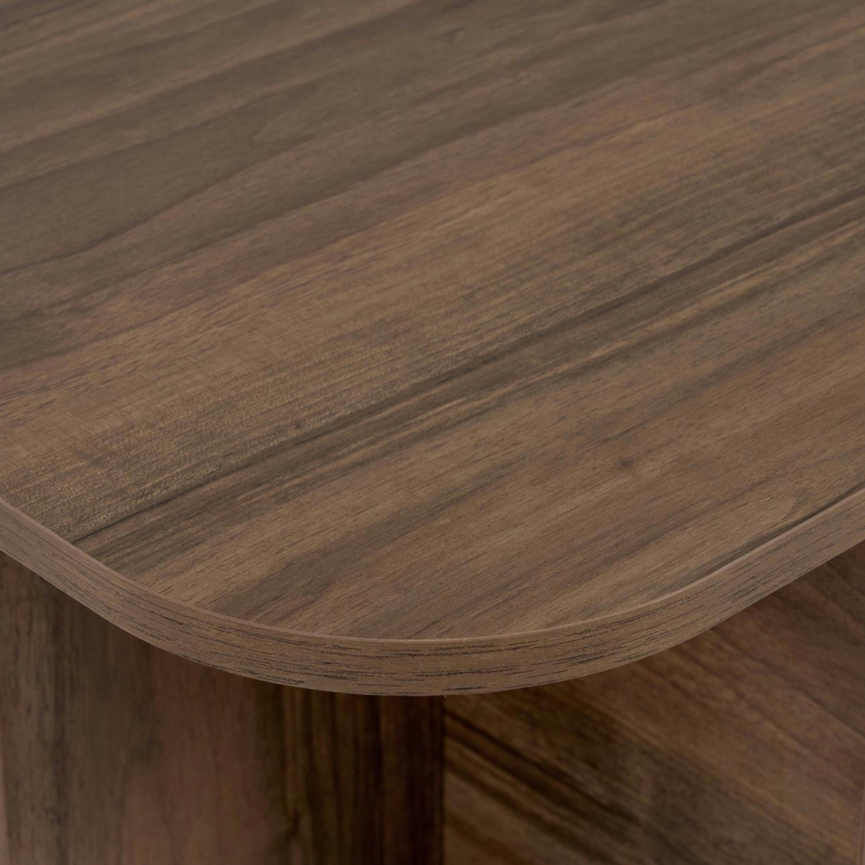 Table basse rectangulaire effet noyer bords ronds MARFA - 5