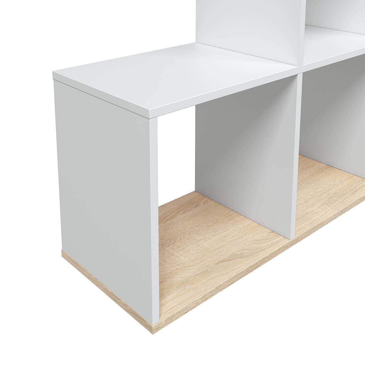 Bibliothèque escalier cube coloris chêne candiene / blanc artic -  Hauteur 110 x Longueur 108 x Profondeur 28 cm - 3