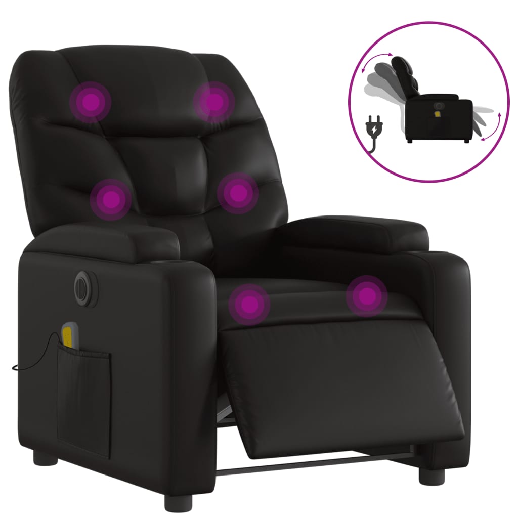 vidaXL Fauteuil de Massage Inclinable, Chaise de Relaxation avec Dossier et Repose-Pied, Siège Inclinable, Fauteuil TV, Moderne, Noir Similicuir vidaXL Fauteuil de Massage Inclinable, Chaise de Relaxation avec Dossier et Repose-Pied, Siège Inclinable, Fauteuil TV, Moderne, Noir Similicuir