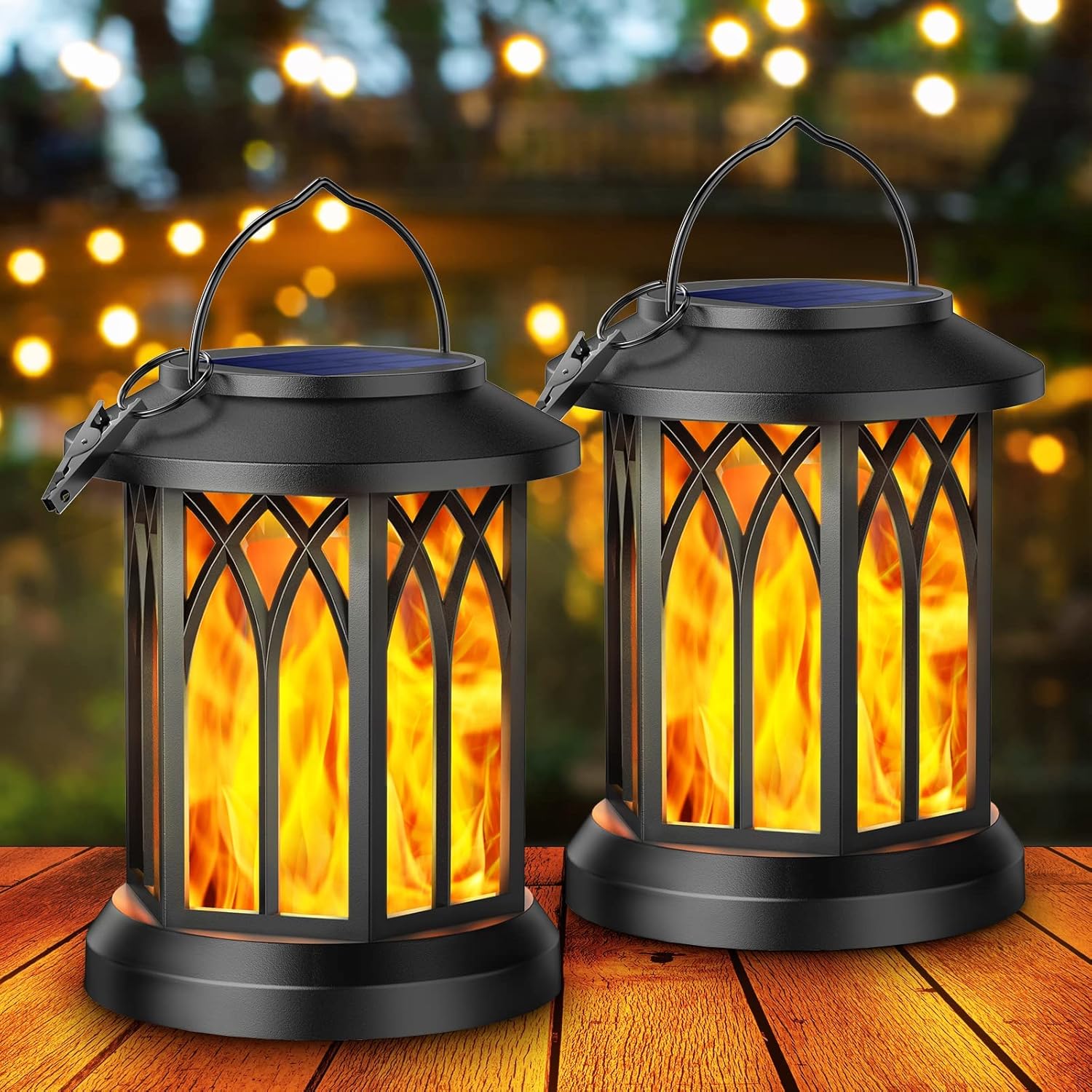 EXCMARK Lanterna Solare In Metallo Viola Reale Con Motivo Ritagliato - Lampada LED Per Giardino, Patio, Tavolo (2 Pezzi)