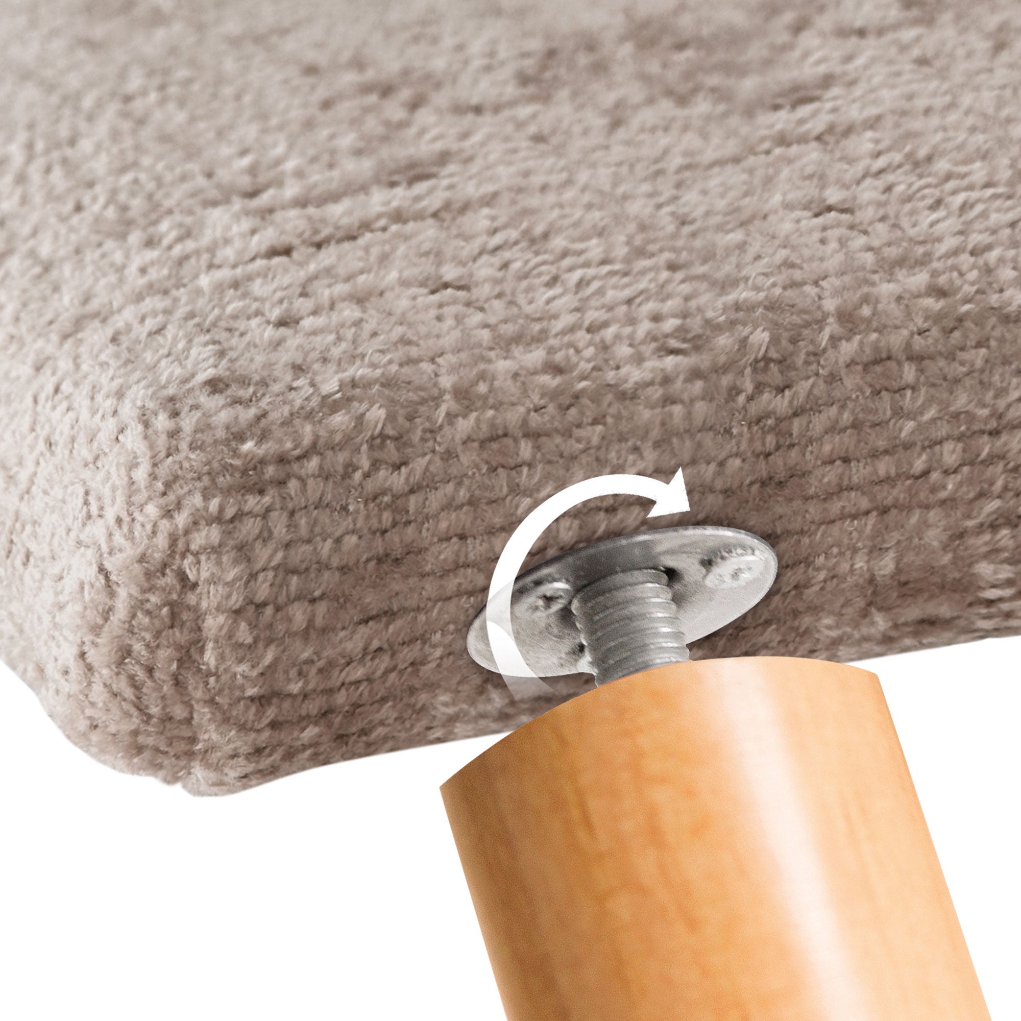 DHOME Testiera in lana ecologica premium finitura semplice con bottoni e gambe testiera imbottita per letto camera imbottita (Marrone Chiaro, 110 cm) - 7