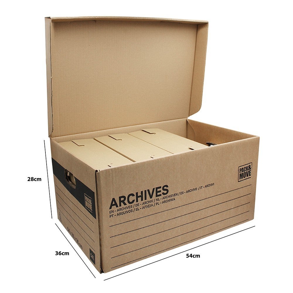 Pack and Move - Lot de 4 boites archives Taille M - 54 x 36 x 28 cm - Caisse de stockage incluse - 3