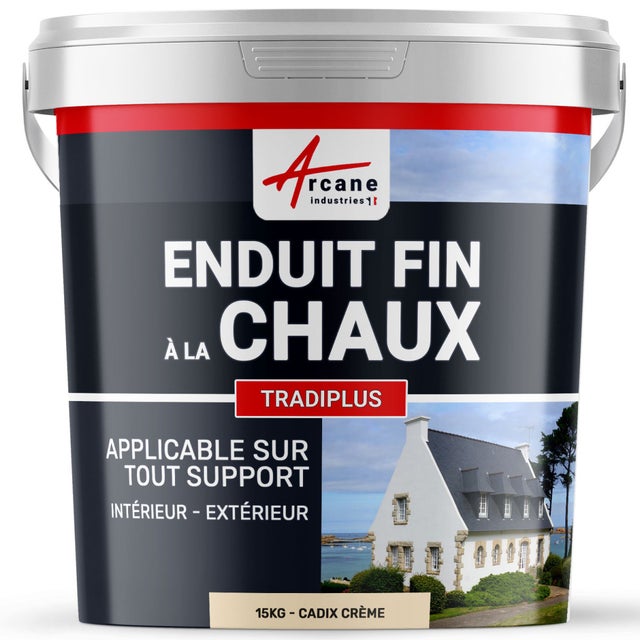 Enduit fin à la chaux - TRADIPLUS - 15 kg (jusqu'à 14 m²) Cadix Crème - ARCANE INDUSTRIES