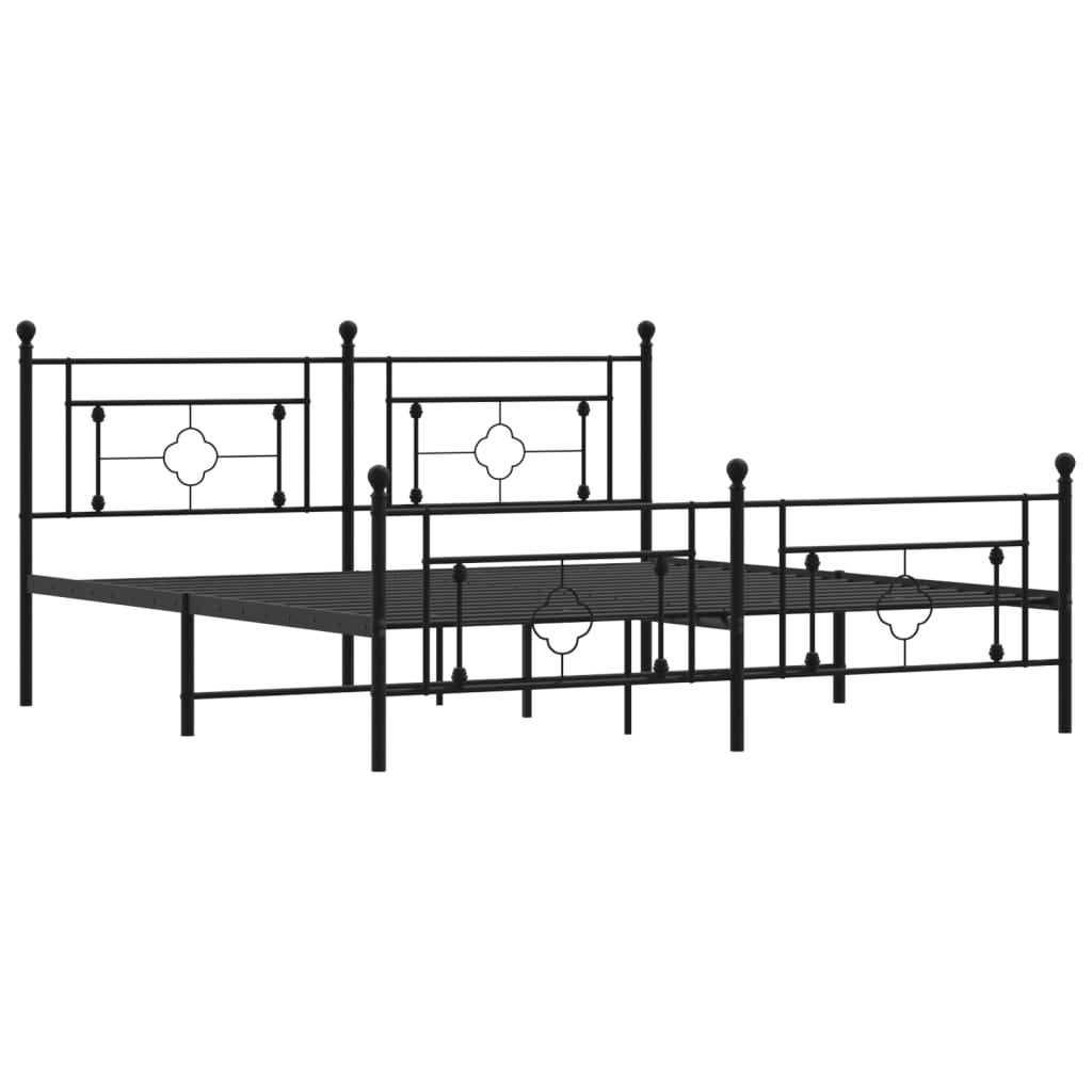 Cadre de lit métal avec tête de lit-pied de lit noir 183x213 - 4