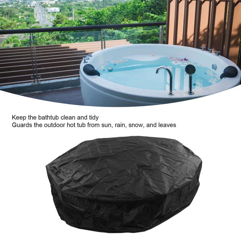 Housse de protection pour mobilier de jardin, housse ronde pour baignoire balnéo 190, taffetas de polyester argenté, imperméable, 215 x 70 cm, noire - 3