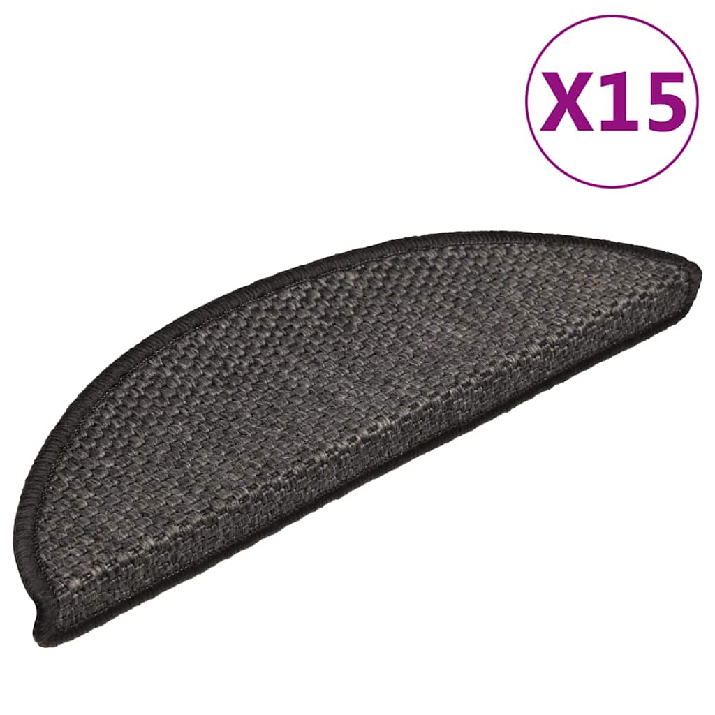 Samoprzylepne nakładki na schody, 15 szt., 56x17x3 cm, antracyt vidaXL
