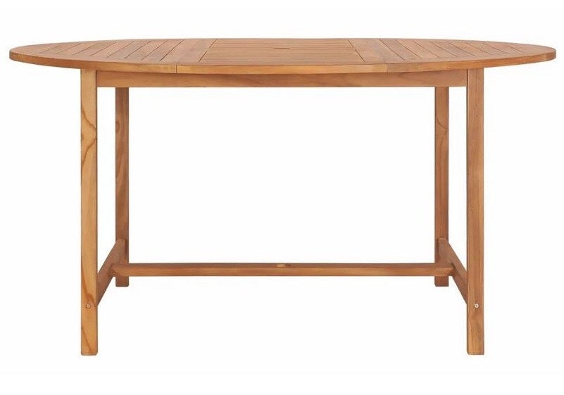 Table de jardin ronde teck massif clair Ampiz D 150 cm | Leroy Merlin