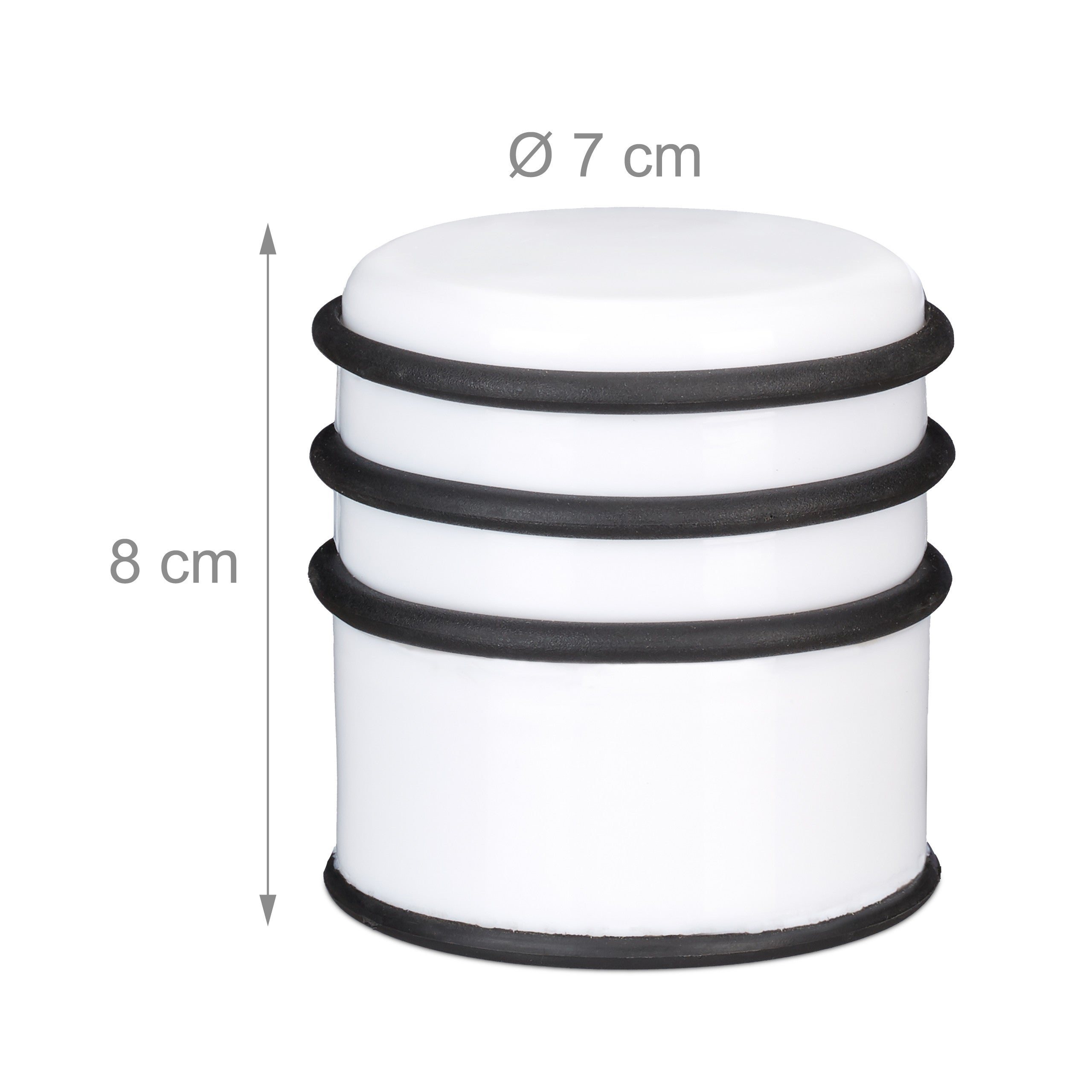 4x Fermaporta a Pavimento, Pesante, Blocca Porte e Finestre, ∅ 7 cm, 3 Anelli in Gomma, Bianco - 4