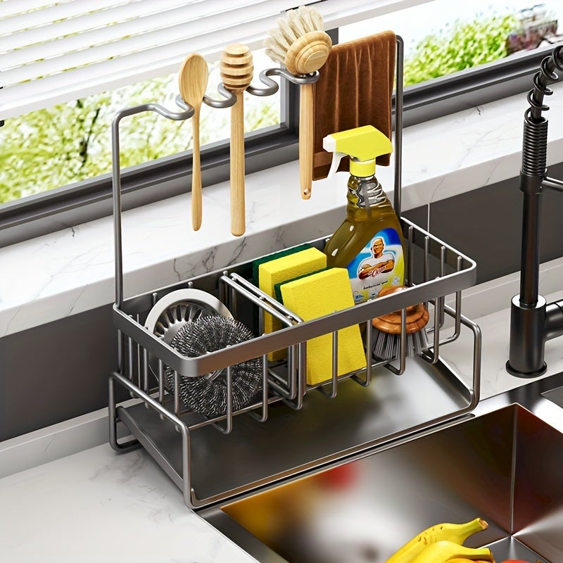 10Pcs Ociekacz kuchenny, uchwyt na butelkę, uchwyt na gąbkę, koszyk do ociekania ze stali nierdzewnej, artykuły kuchenne, 23 x 9 x 24 cm