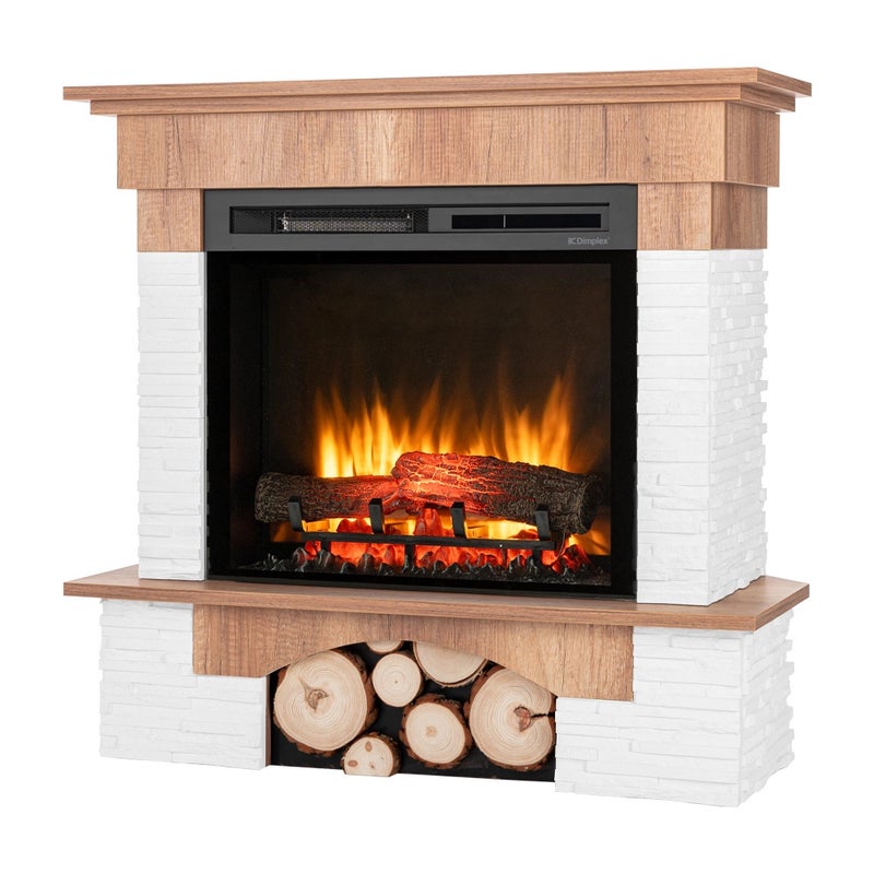 Kominek elektryczny 1400W ścienny 23" XHD grzewczy pilot LED dekor dąb Warmtec Porto