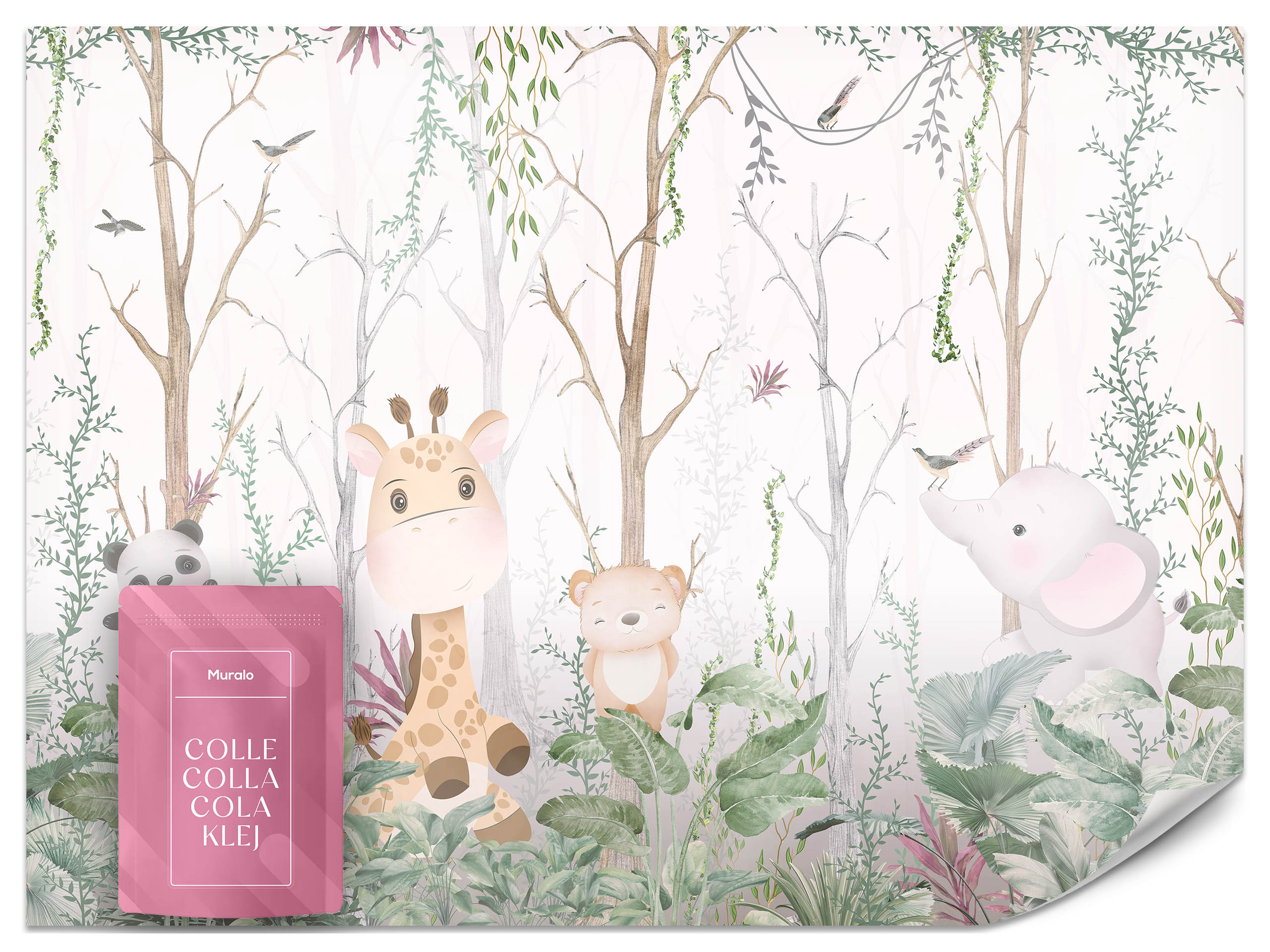 Vlieseline papel pintado foto para habitación infantil animales salvajes plantas 520cm x 318cm