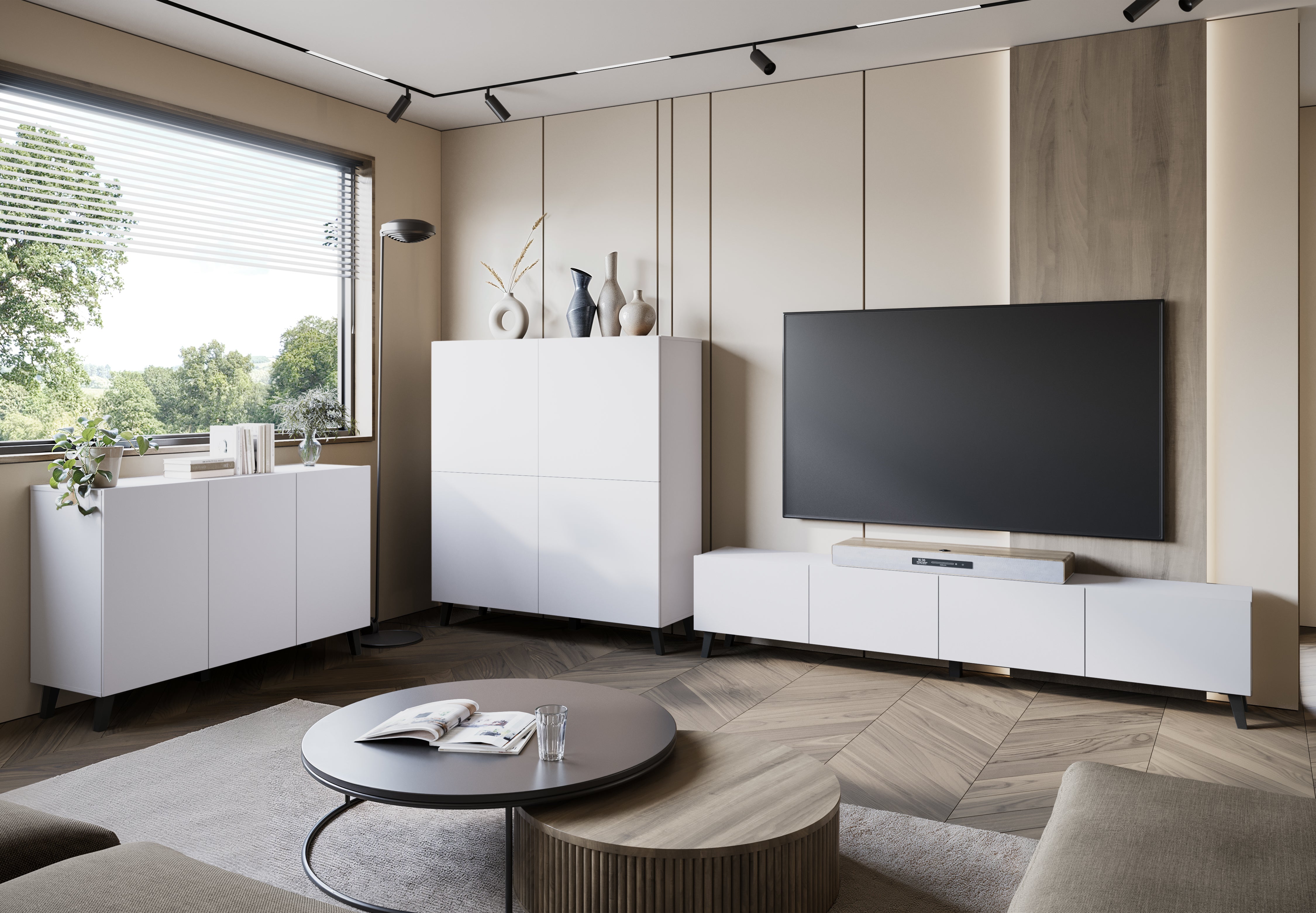 Komoda LOKET 180 cm biały/czarne nóżki - 5