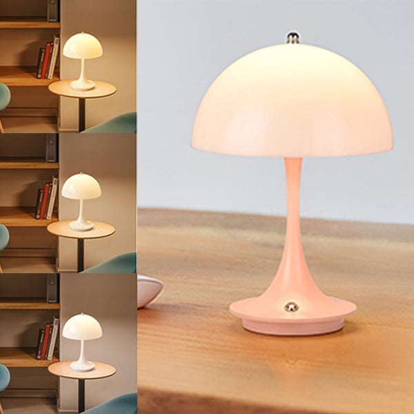 Bezprzewodowa lampka stołowa w kształcie grzyba lampka nocna lampka do czytania mała lampka stołowa stopniową regulacją jasności dotykowa USB różowa