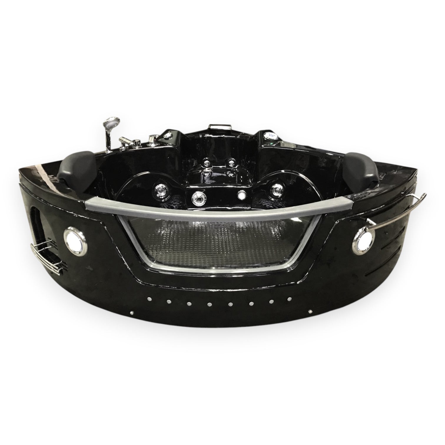 Bañera de hidromasaje negra 150 x 150 cm cromoterapia 12 jets - papaver