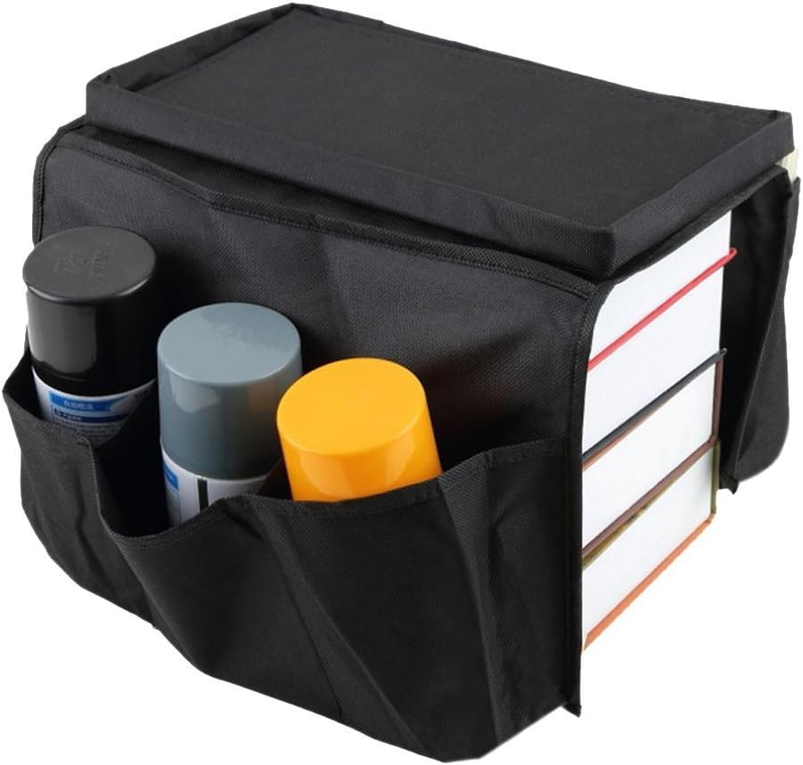 Plateau D’Accoudoir De Canapé Avec Poches – Organisateur Télécommande, Boissons, Téléphone – Housse Range-Tout Canapé (Blanc)