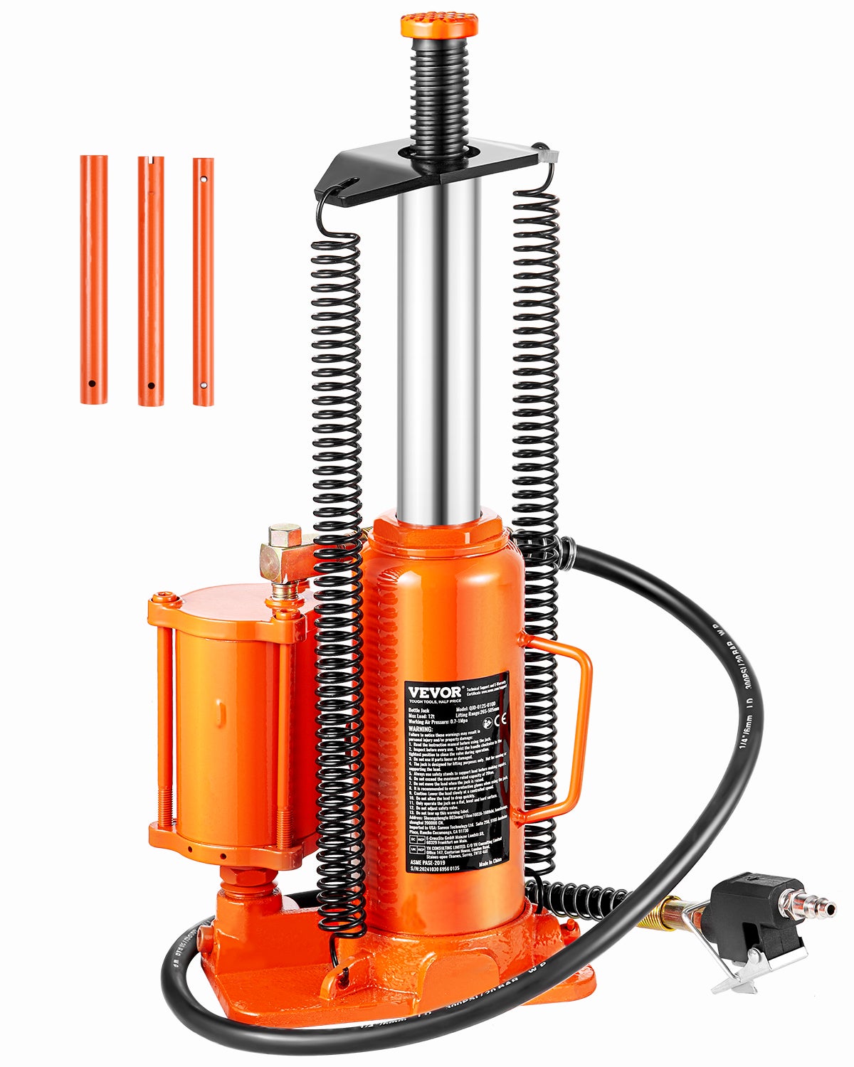 Cric Bouteille Hydraulique Pneumatique Capacité 20 T, Cric de Levage pour Voiture Plage de Levage 260-495 mm, avec Pompe, pour Réparation Automobile, Camion Camping-car, SUV, Atelier Garage | FR
