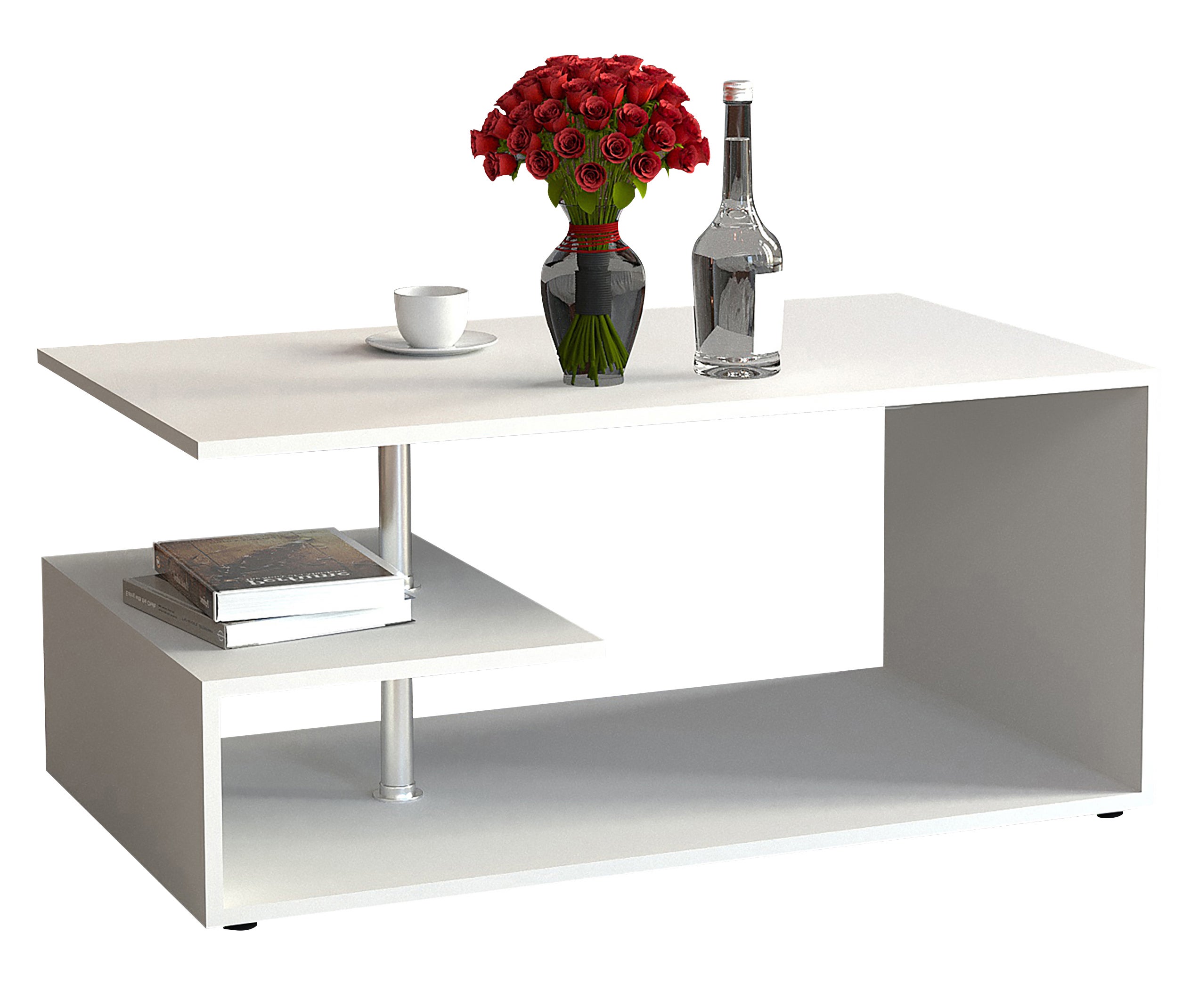 Stół boczny i stolik kawowy Maliso Biały W. 42 x S. 91 x G. 53 cm