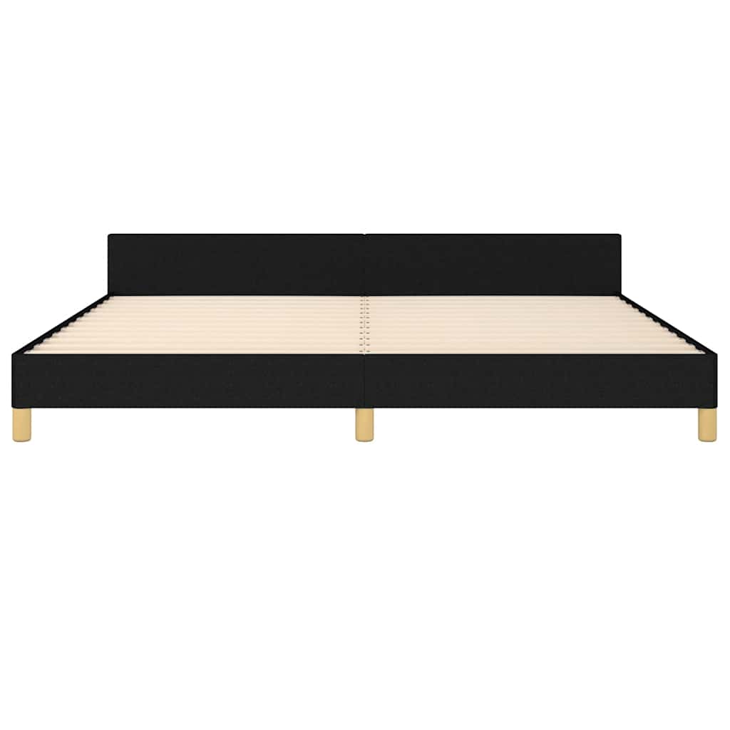 Cadre de lit sans matelas noir 200 x 200 cm tissu - 6