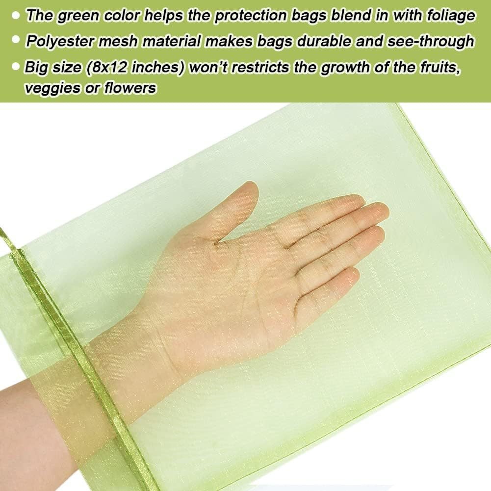 100 Pièces Sacs Protection Fruits 20 x 30 cm, Sachets Filets Protection des Grappes Raisins, Sac Filets pour Jardin (Vert) - 5
