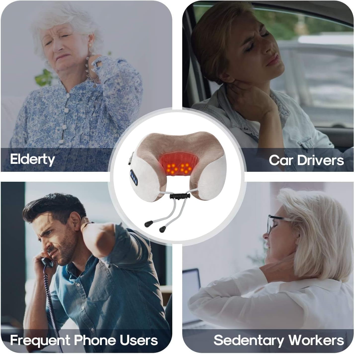 Masseur Cervical et Cou, Appareil Massage de Cervicales, Masseur Électrique Oreiller de Nuque sans fil Massant à Shiatsu, Coussin de Massage - 7