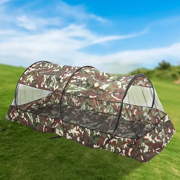 Namiot z moskitierą w kamuflażu Solo 220x100x73cm - szybki montaż, składany na kemping/plażę - letnia moskitiera przeciw owadom